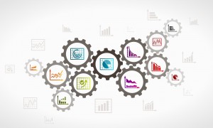 Statistics icon set . Chart sheet concept illustration